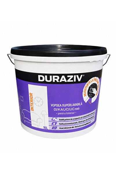 DURAZIV VOPSEA SUPERLAVABILA ALBA cu Kauciuc, 15L