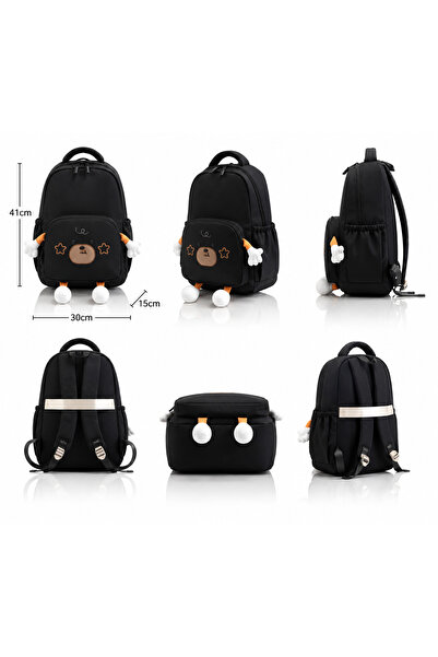 KAZUKO Cute Kids Backpack with Bear Design - Multicolor School and Leisure Ba...