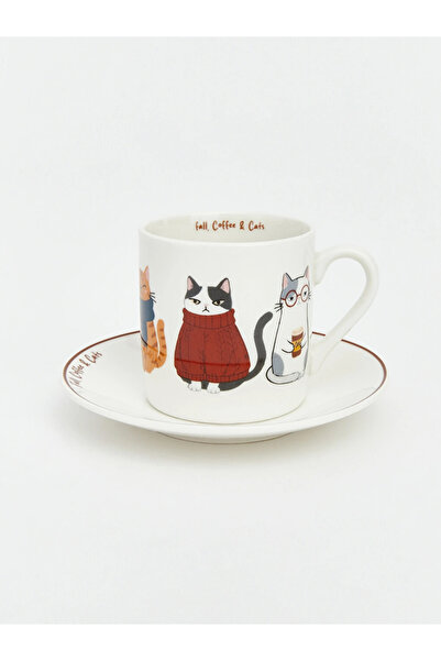 LC Waikiki Lcw Home Mixed Cat Printed Coffee Cup Set for 6 People