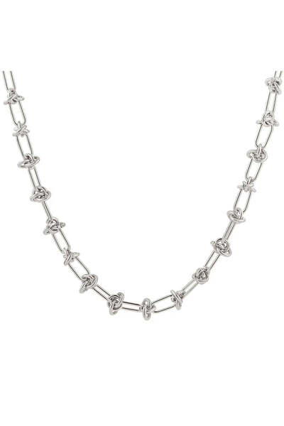 Pursehuit Silver-colored necklace, stainless steel, with knots, gold-plated 1...