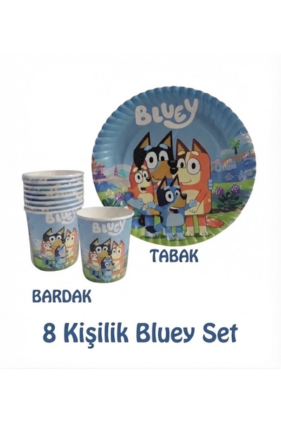 Yogi parti Bluey Konsept 8 Kişilik Doğum Günü Parti Seti (Tabak ve Bardak)