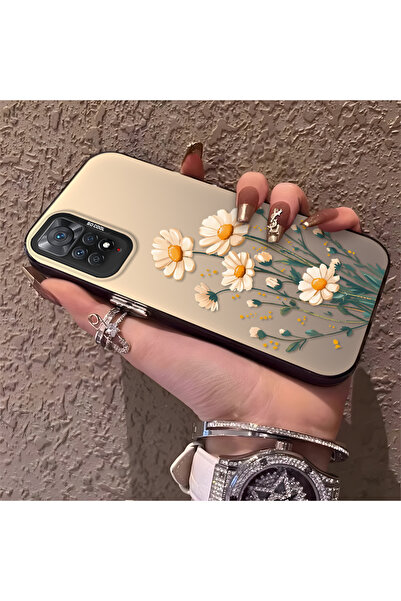 SLIMFELT Redmi Note 11 Pro 4G/5G Uyumlu Mat Papatya Çiçek Baskılı Silikon Kıl...