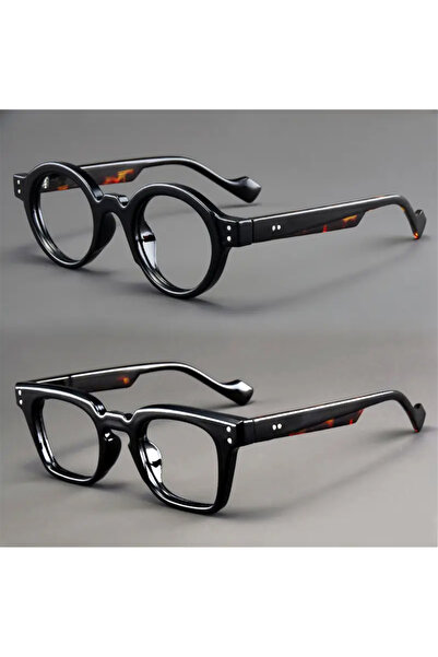 Choice6 +100 black A Set of 2 vintage Round and Square Reading Glasses, Suita...