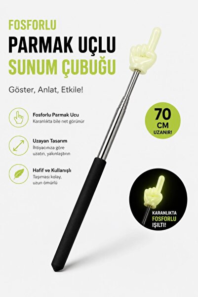STORE24 Teleskobik Sunum Çubuğu - Karanlıkta Parlayan Fosforlu El İşaretçi Çu...