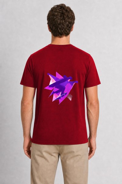 WAKHA Men's Geometric Skateboard Movement - Back Print - Red