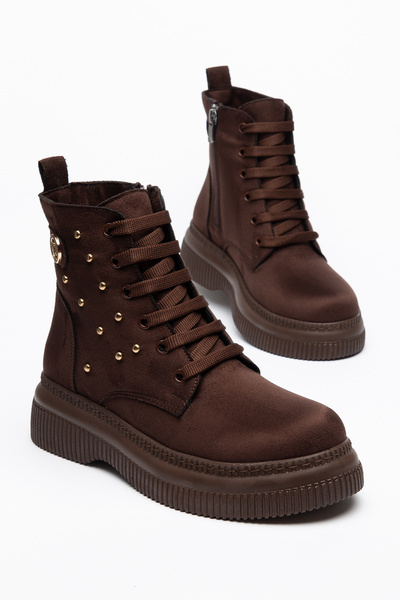 Mc vay Shoes Kadın Troklu Mc Aksesuarlı Bağcıklı ve Fermuarlı 002 Kaymaz Kalı...