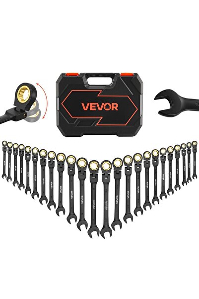 VEVOR Set 24 x Chei combinate flexibile cu clichet, 8-19 mm și 1/4"-3/4", Cro...