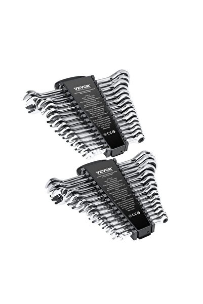 VEVOR Set 30 x Chei combinate cu clichet, 8-24mm, SAE 1/4" - 1", Crom Vanadiu