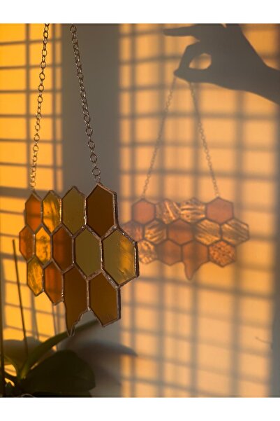 Genel Markalar HONEYLIGHT - El Yapımı Bal Peteği Vitray Cam Pencere Süsü / De...