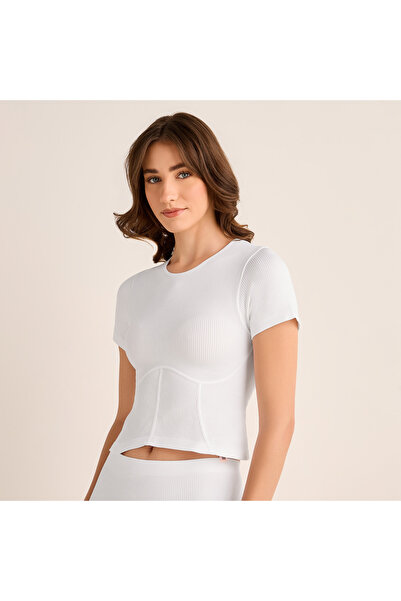 FAV SEAMFREE RIBBED HIGH NECK SHORT SLEEVED TOP