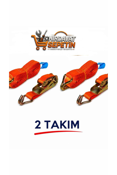 Spanzet 4 metre Mini Kancalı Mini Yük Gerdirme Kiti 800 Kg Cırcırlı Bağlama K...