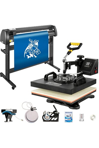VEVOR Kit Presa termica 5 in 1 pentru transfer tricouri/sepci/cani, Plotter, ...