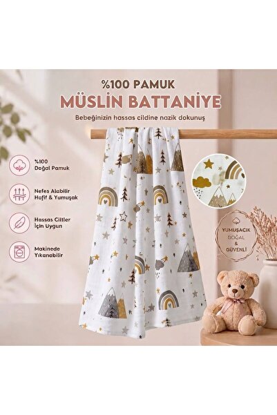 görgül bebe Muslin Baby Blanket 100% Cotton