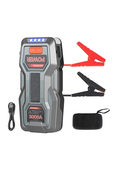 OMS Jump Starter auto portabil, 3000 A, Lanterna, USB, Baterie Litiu 16 Ah, P...