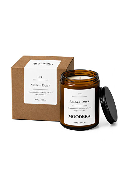MOODÈRA Amber Kokulu Mum, %10 Koku Esansı, Soya ve Parafin Mum Karışımı, 220 g, Kutulu