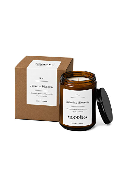 MOODÈRA Jasmine Kokulu Mum, %10 Koku Esansı, Soya ve Parafin Mum Karışımı, 220 g, Kutulu