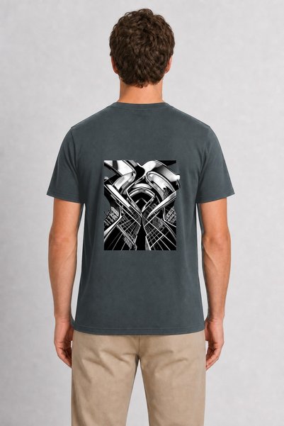 WAKHA Men's Modern City Reflections Graphic Design - Back Print - Smoked