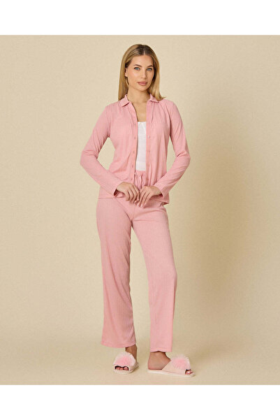 REDTAG Women Pink Text Print Pajama Set