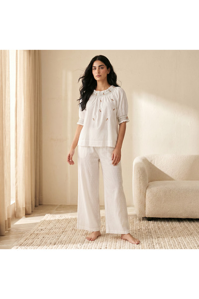 FAV WHITE DOBBY ROSE PJ