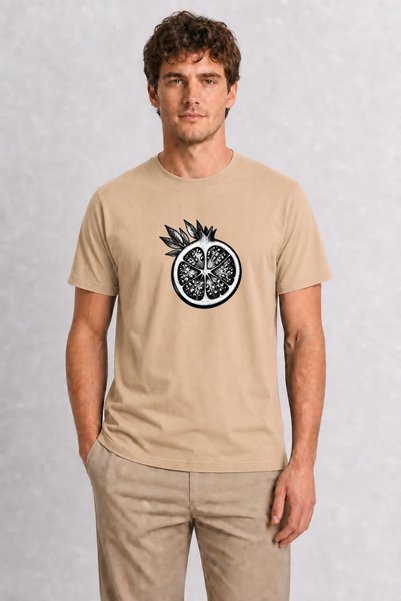 WAKHA Men's Botanical Pomegranate Illustration - Cream