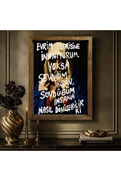 Bk Gift Vintage Klasik Sanat Esprili Sözlü Masif Ahşap Çerçeveli Dekoratif Ta...