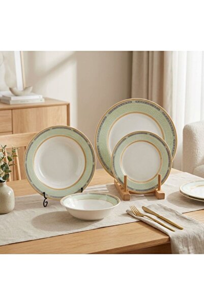 Danube Home Cameo 24 Piece New Bone China Dinner Set - Serves 6, Multi Color,...