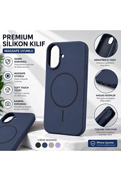 Case iPhone 17 Uyumlu Premium Silikon MagSafe Uyumlu Telefon Kılıfı