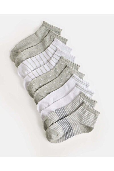 REDTAG Senior Girls Grey Melange High Ankle Socks With Scallop Edge (Pack Of 5)
