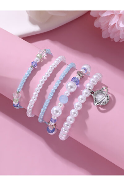 Take Two By Styli Pack of 5 - Girls Multi-Color Beaded Bracelets with Planet ...