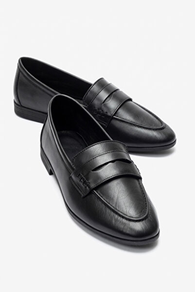 De Marscha Hakiki Deri Saraçlı Kadın Loafer Siyah Bellissima