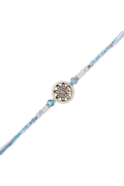 MADHOOR Rakhi Frosted Bead Blue Cream