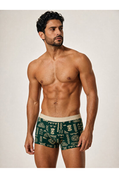 Take Two By Styli Green Patterned Boxer Briefs