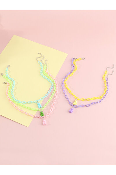 Take Two By Styli Pack of 5 - Girls Multi-Color Gummy Bear Pendant Necklaces