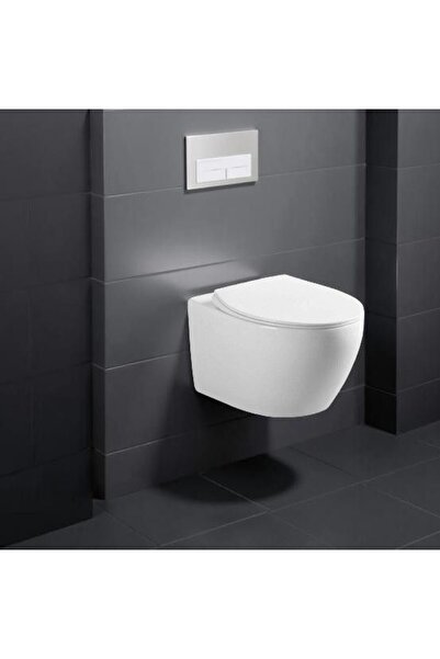 Milano Luxe Rimless Yuna Pro Wall Hung WC - 530x380x350 Mm - White, Ceramic, ...