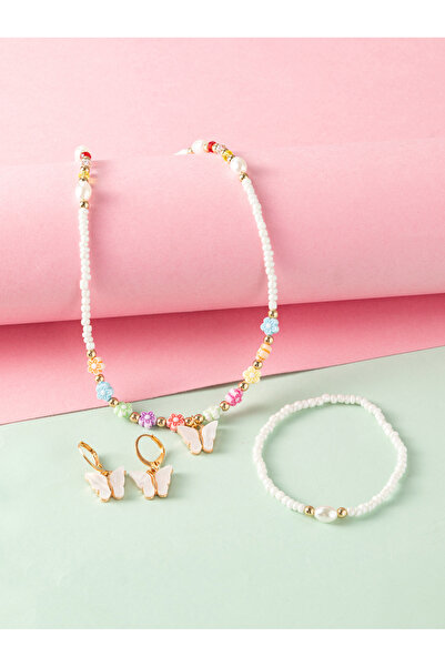 Take Two By Styli Multi-Color Butterfly and Floral Charms Beaded Necklace, Br...