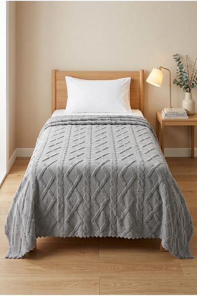 Decomia Home Wellsoft Yumuşak Kendinden Desenli Kabartmalı Tek Kişilik Battan...