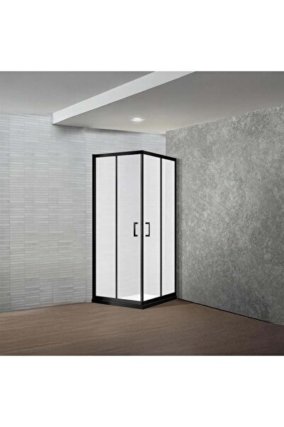 Milano Square Shower Cubicle - Matte Black - 90x90x195 Cm, Tempered Glass, L ...