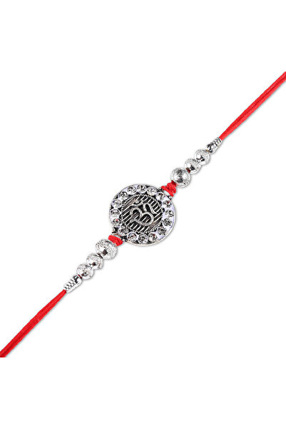 MADHOOR Rakhi OM Red Silver