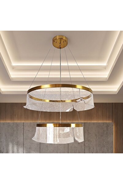 Danube Home Rento LED Tired Chandelier 3 Color Dimmable Light - 60cm, Gold, I...