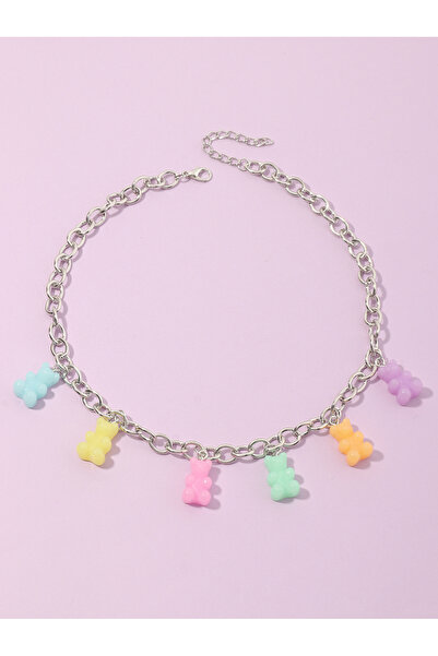 Take Two By Styli Girls Multi-Color Gummy Bear Charm Chain Necklace