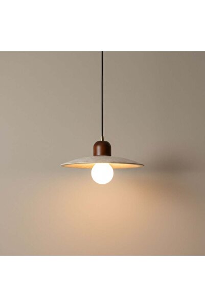 Danube Home Elara Pendant Lamp – Travertine And Metal – White - Brown – Adjus...