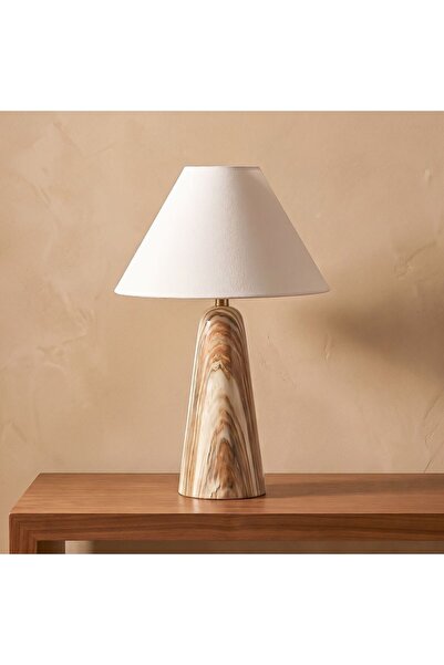 Danube Home Rosso Marble Table Lamp - 47cm, Brown, L 32 x W 32 x H 45 cm, Cer...
