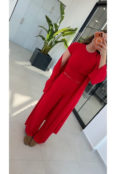 elifteke Triple Comfortable Suit Red