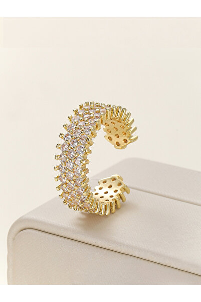 Take Two By Styli Gold Tone Embellished Cuff Ring