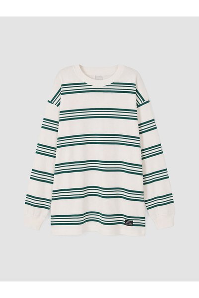 LC Waikiki Tricou de băieți cu guler rotund, cu dungi și mânecă lungă
