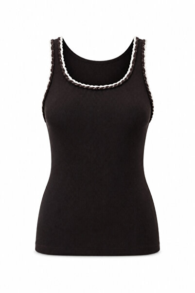 Özge Özgenç Wicker Knitted Ribbed Athlete's Undershirt