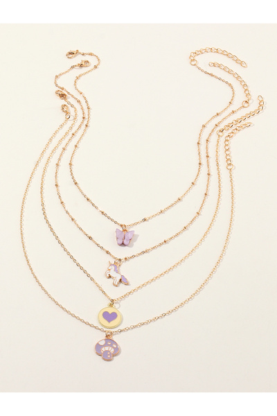 Take Two By Styli Pack of 4 - Girls Multi-Color Pandant Necklaces with Multi ...