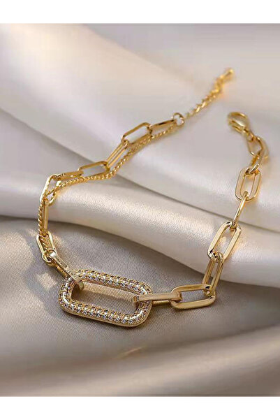 Take Two By Styli Gold Embellished Link Bracelet