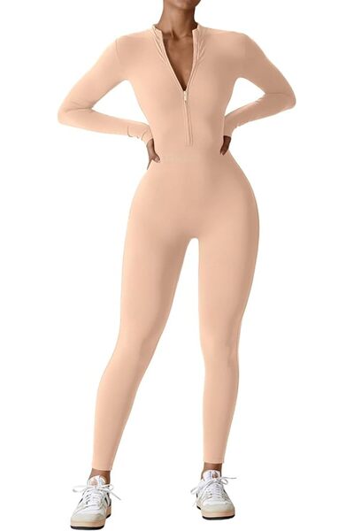 GENERAL Yorui Women's Long Sleeve Zipper Bodysuit and Bottom Pants Sexy Worko...