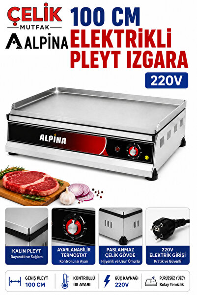 ALPİNA MUTFAK Alpina Pleyt Izgara 30-50-70-100 cm Sanayi Tipi Elektrikli Düz ...